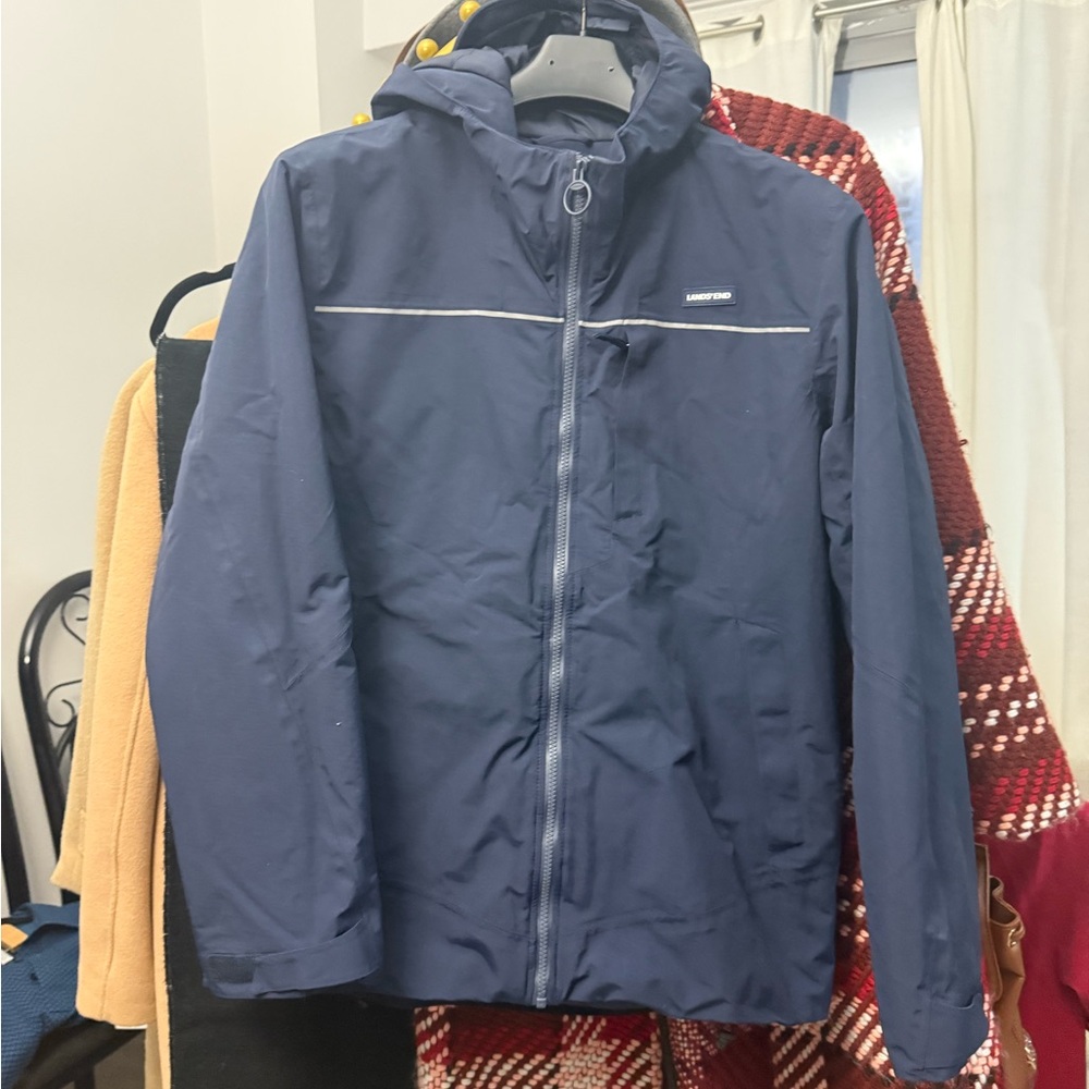 Lands' End Men's Dark Blue Raincoat